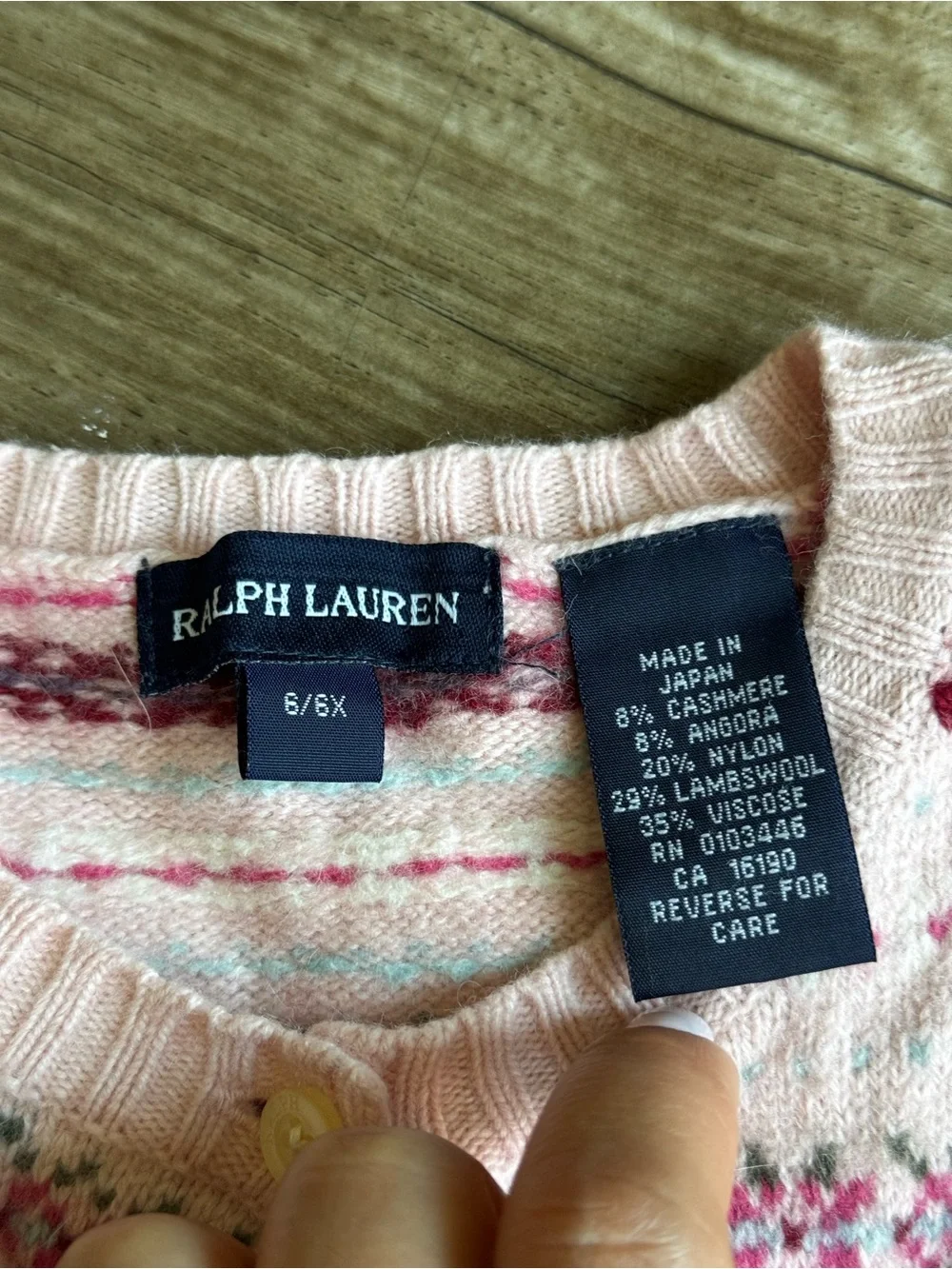 Girls Ralph Lauren pink cashmere cardigan size 6